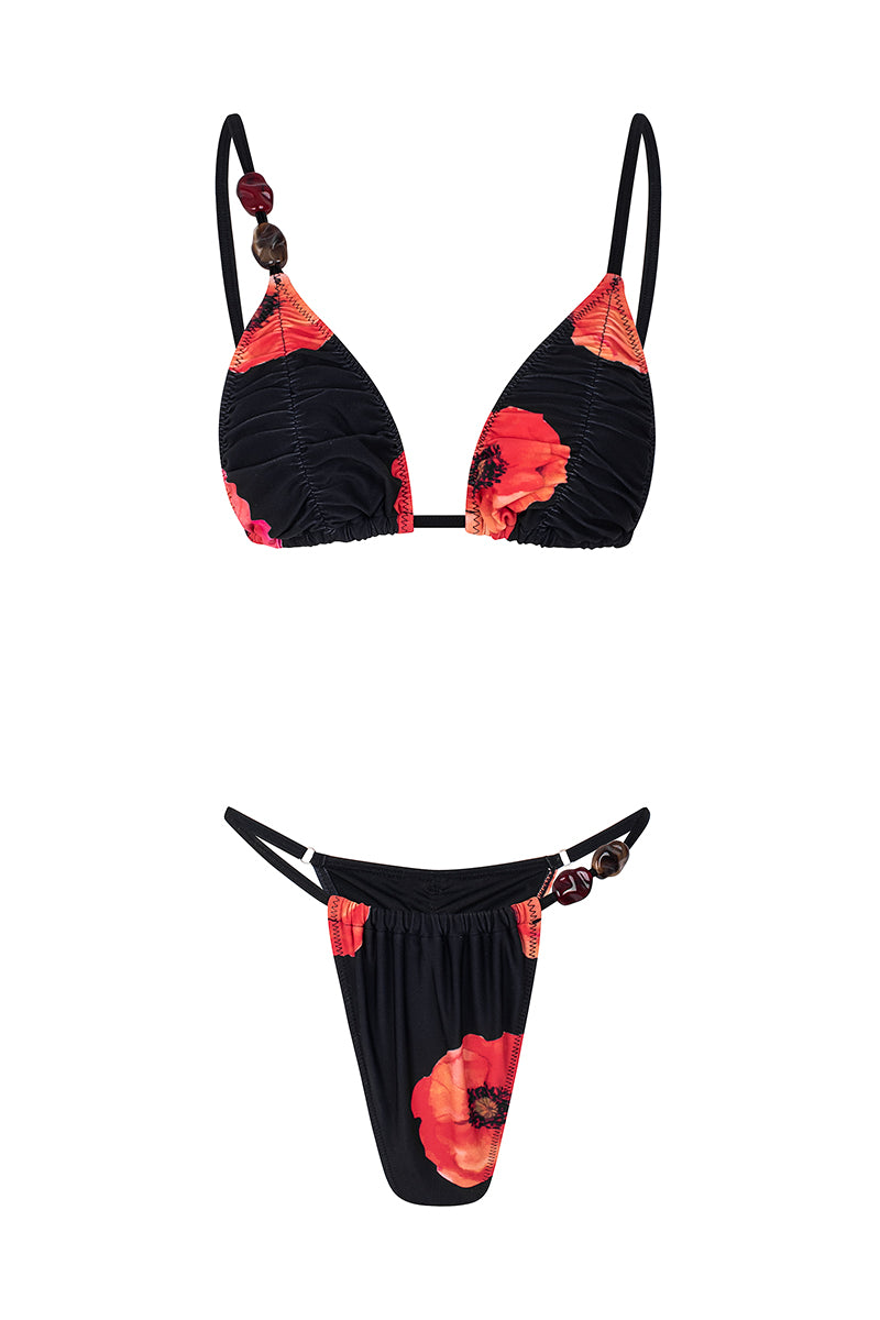 Bikini triangle noir petale