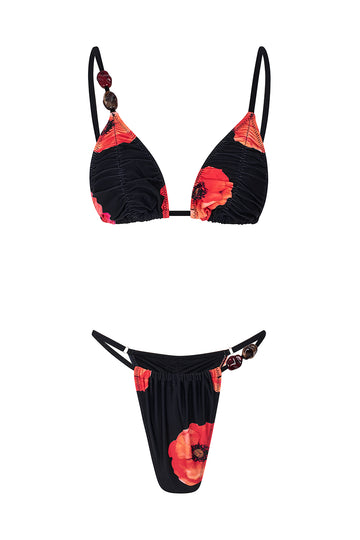 Bikini triangle noir petale